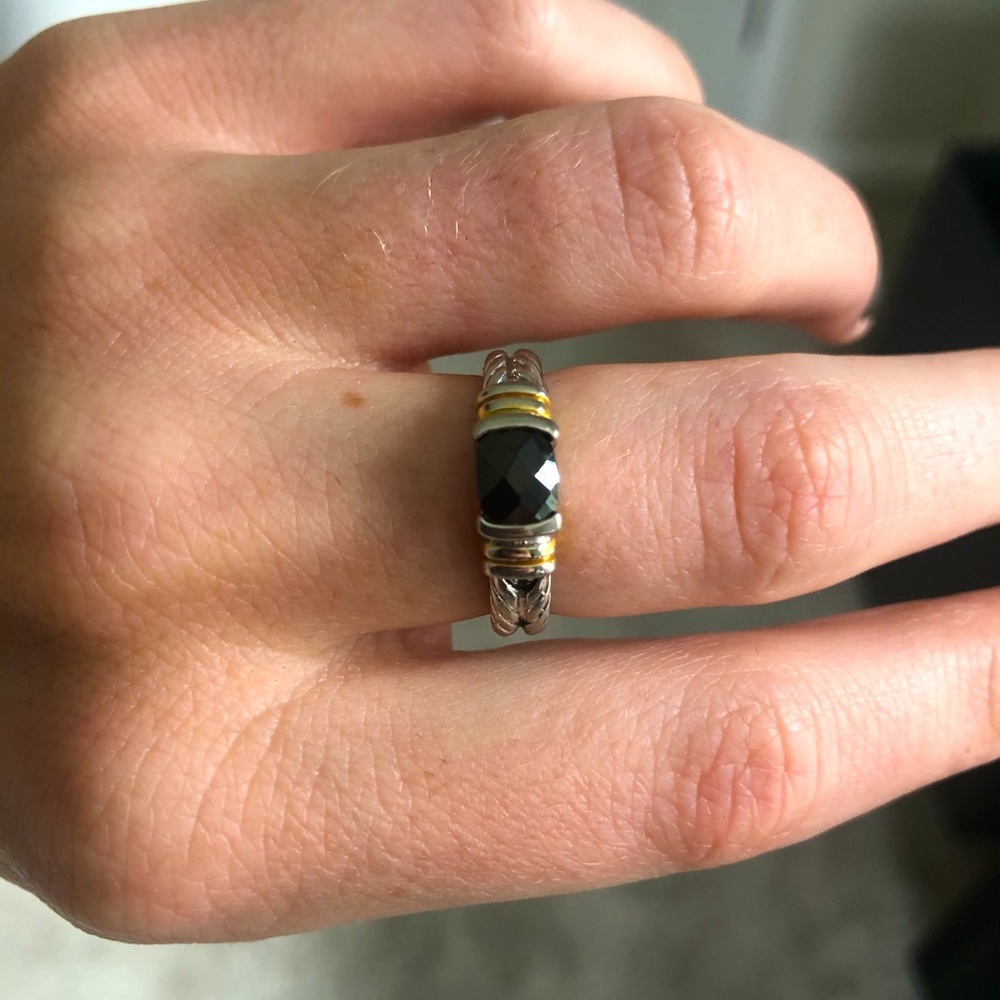 Black stone ring, size 6